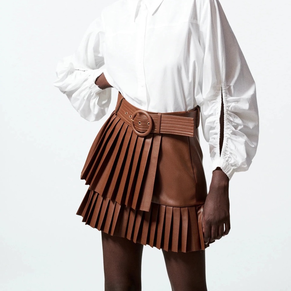 Zara faux leather pleated skirt